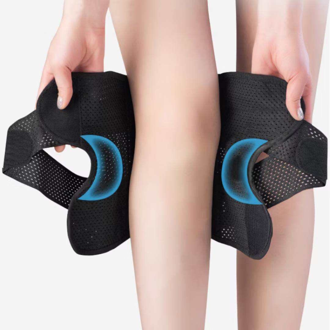 Knee Straps for Gym – Compression Knee Pads with Support Springs & Tension Strap for Stability & Pain Relief