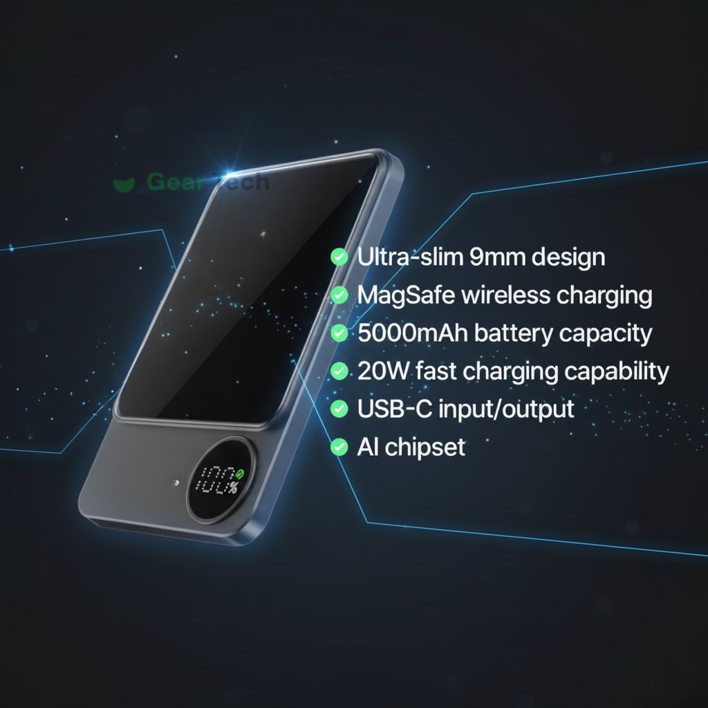 Sleek  Magnetic Fast Charging Power Bank – Wireless, High-Capacity Backup Battery for All Devices