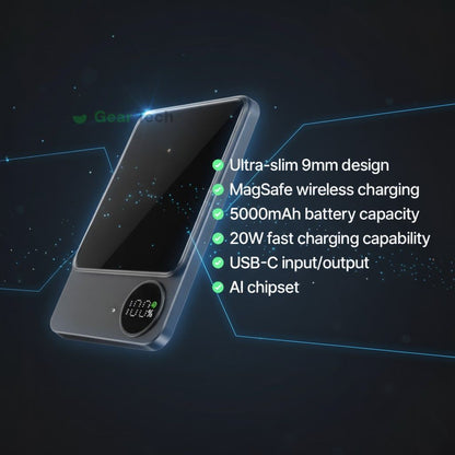 Sleek  Magnetic Fast Charging Power Bank – Wireless, High-Capacity Backup Battery for All Devices