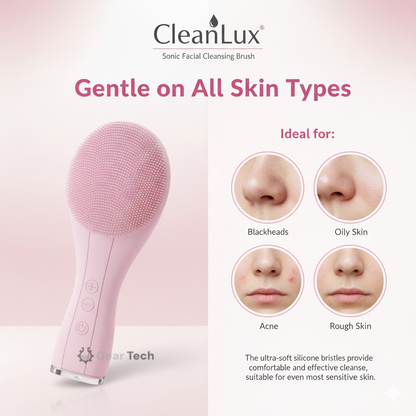 CleanLux™ Electric Facial Cleansing Brush | Waterproof Silicone, Sonic Vibration Technology for Deep Pore Cleansing and All Skin Types