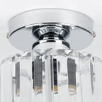 Modern 1-Light Flush Mount Ceiling Light | Black Brass Fixture with Crystal Shade for Hallway & Living Room