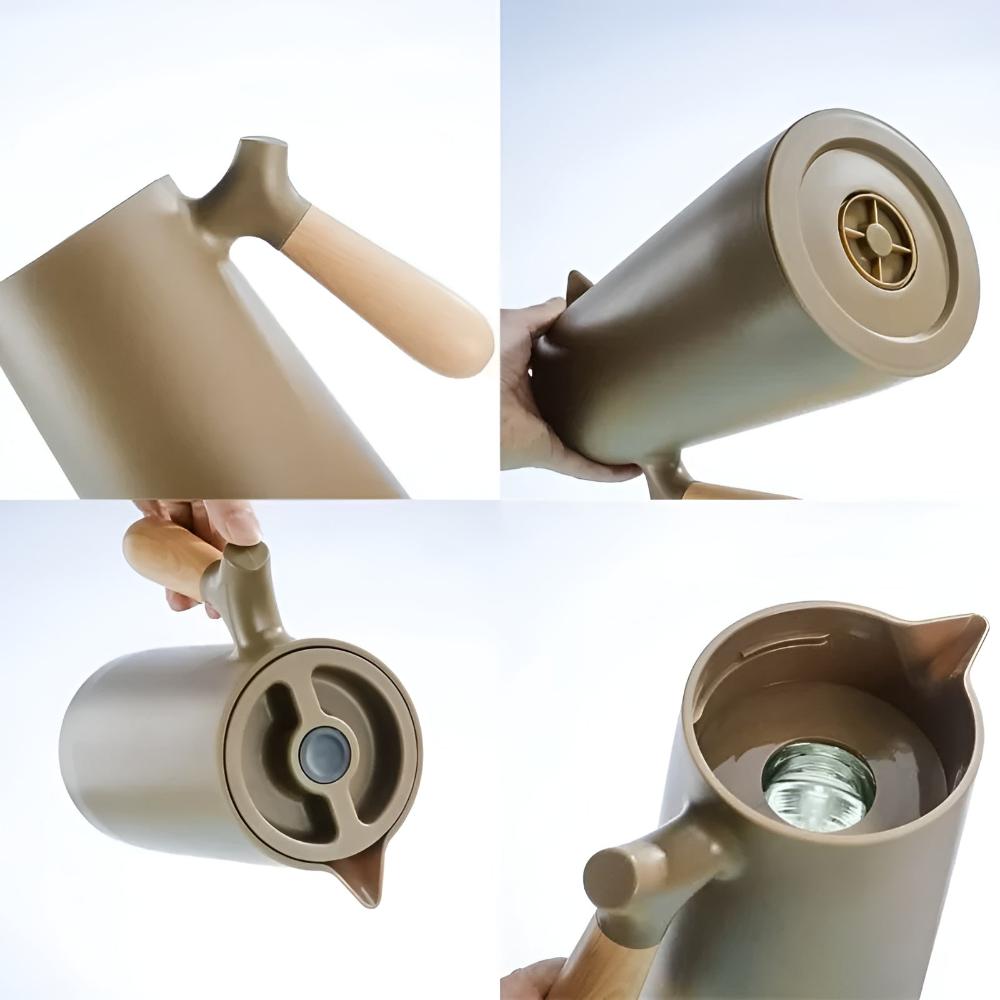 Large Tea Pot - Insulated Carafe with Wooden Handle