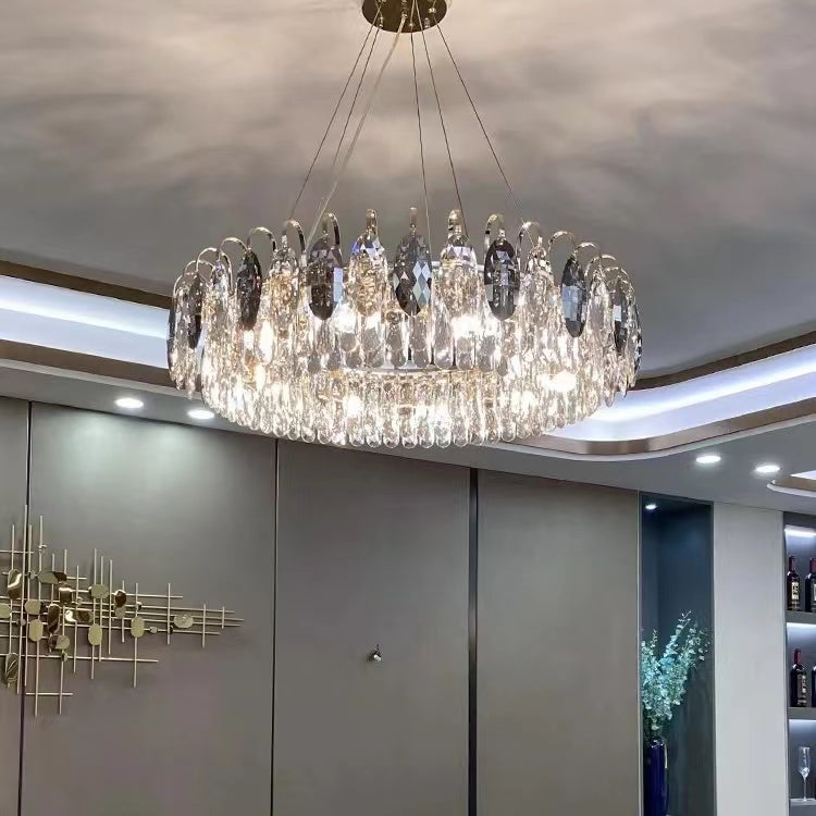 K9 Crystal Chandelier Light Fixture - Modern Hanging Pendant for Dining Room & Living Room Decor