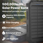 500000mAh Solar Charger Waterproof Power Bank External