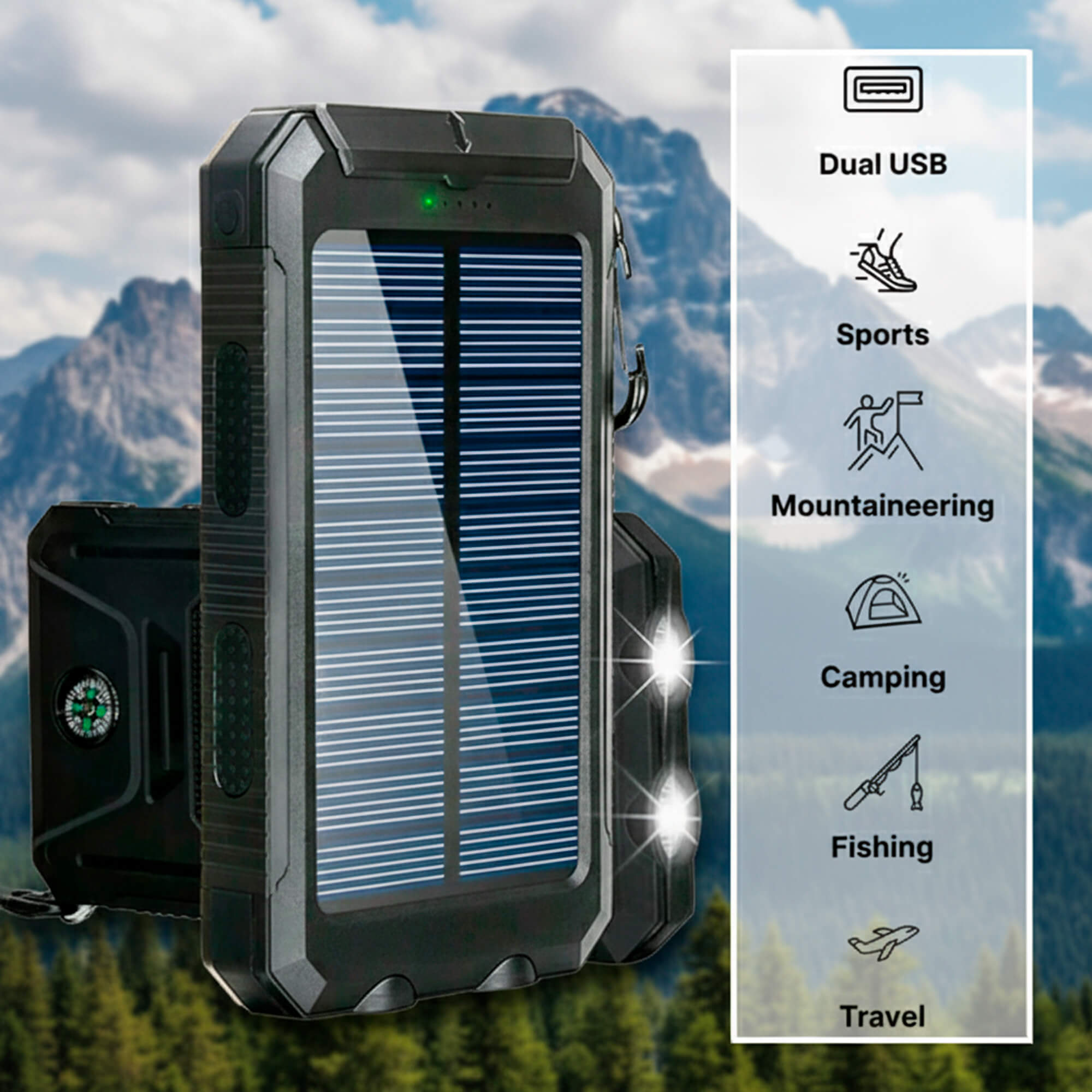 500000mAh Solar Charger Waterproof Power Bank External