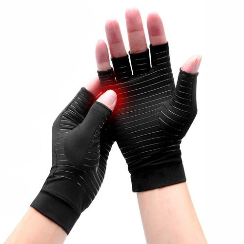 Copper Infused Arthritis Gloves for Finger Pain Relief | Open-Finger, Compression & Non-Slip Design for Pain Relief and Daily Activities