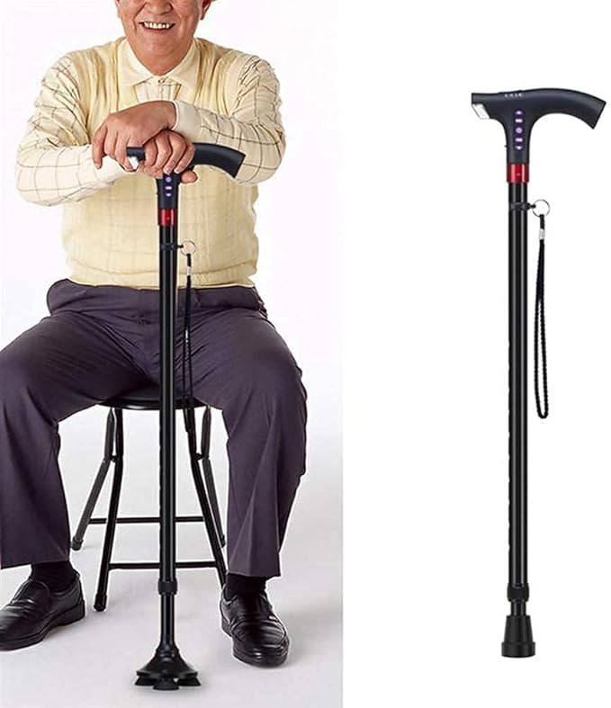 Walker Stick for Elderly – Smart Walking Cane with LED Light & SOS Alarm