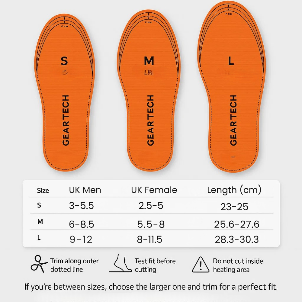 Rechargeable Heated Insoles for Hiking & Outdoor Sports – Electric Thermal Foot Warmers for Boots & Cold Weather UK