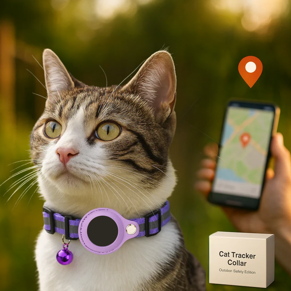 Cat GPS Tracker Collar | Quick Release Closure, Reflective Design & Durable for Outdoor Safety Adventures