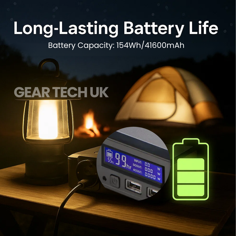 Camping Power Bank 200W | Portable Solar Power Station & Camping Battery Pack | Outdoor Charger for Travel & Emergency Backup UK