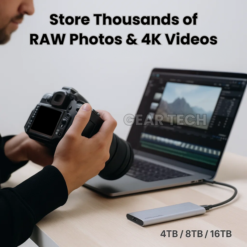 External SSD Hard Drive 1TB–16TB – Portable USB-C Solid State Storage Device | High-Speed External Storage for PC & Mac