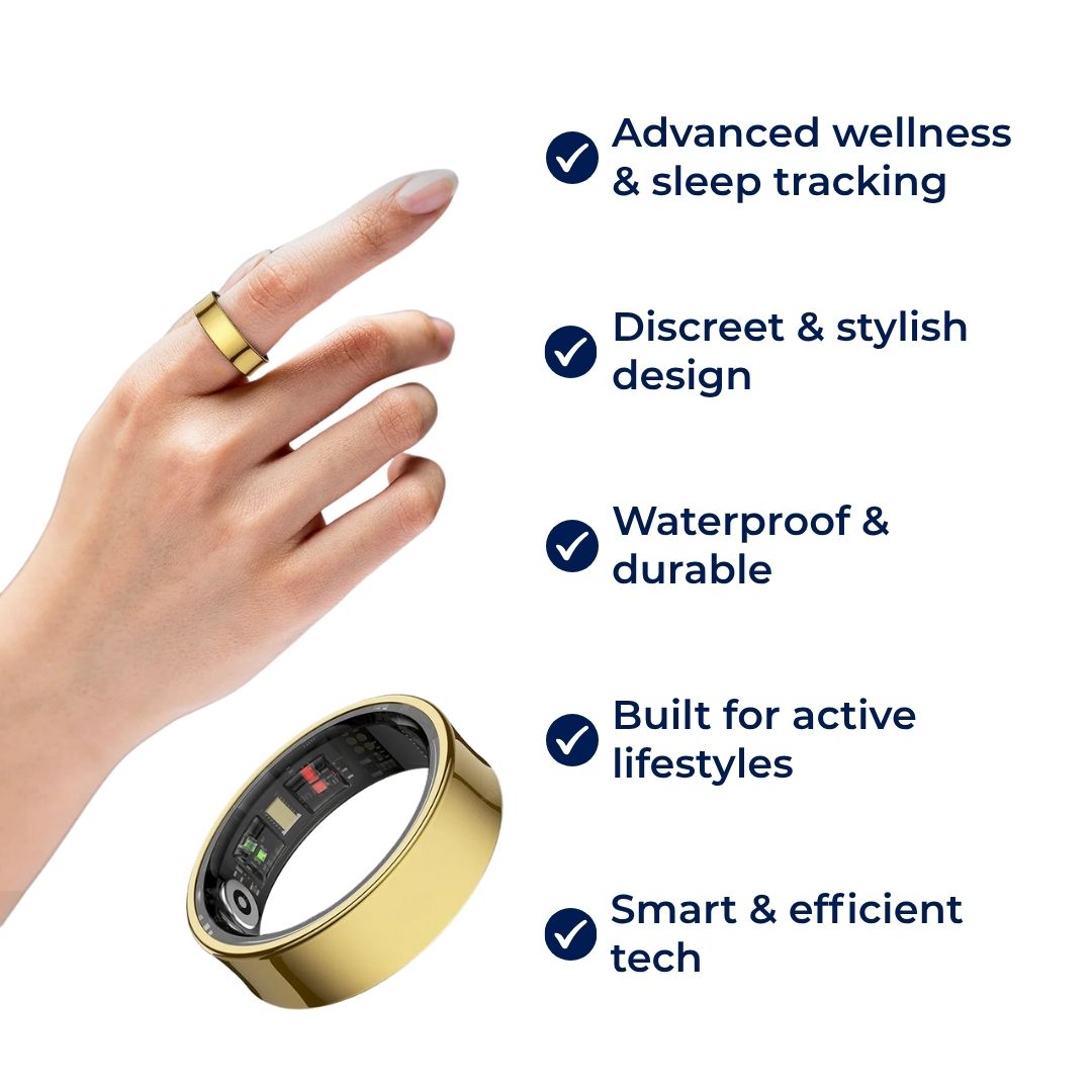 Smart Ring Sleep & Wellness Tracker - Waterproof Fitness Tracker Ring for Active Lifestyles - Health Monitoring Device