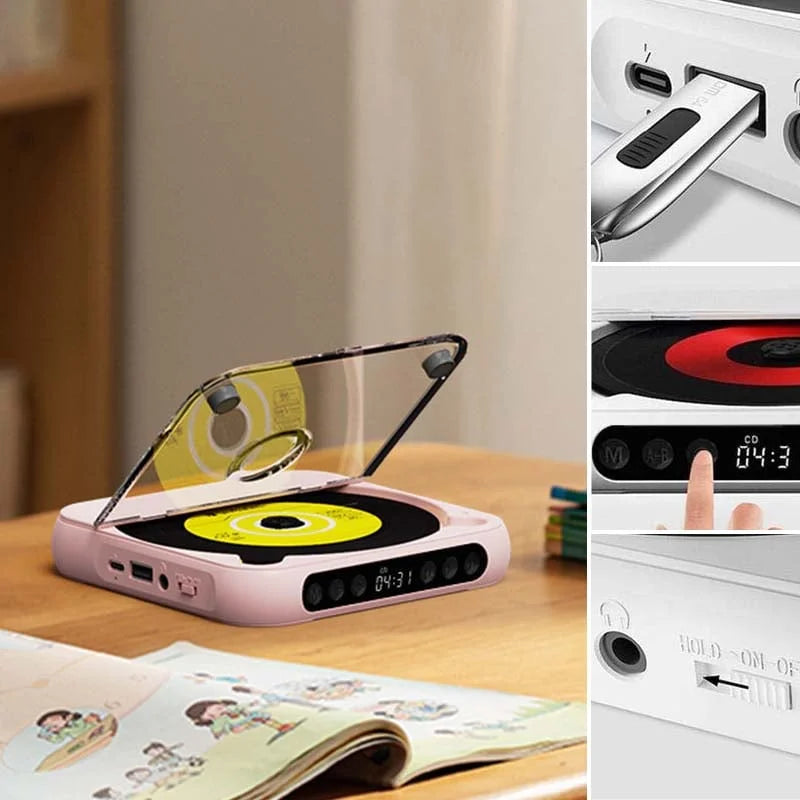 Mini CD Player Retro Look - Portable & Bluetooth