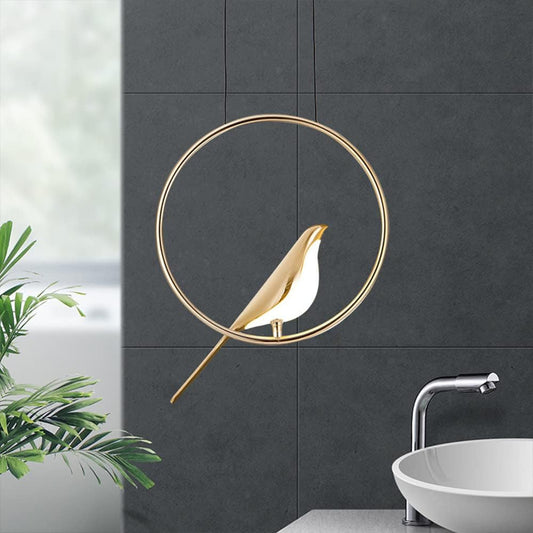 Circle Pendant Lamp with Bird Motifs – Modern Lighting Fixture for Home Decor & Unique Ceiling Design
