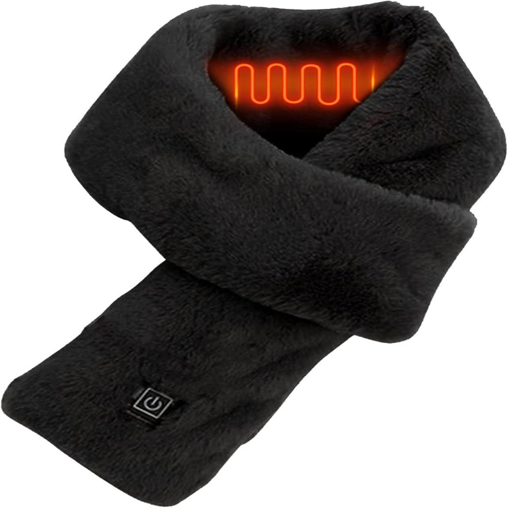Heated Faux Fur Scarf UK – Rechargeable USB Winter Scarf, Soft Thermal Neck Warmer
