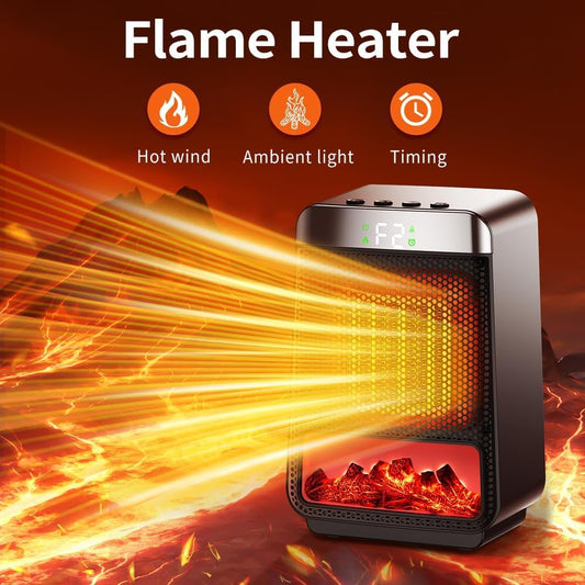 3D Dynamic Flame Electric Heater | 1500W Portable, ECO-Friendly & Fast Heating for Bathroom and Home Use