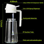 2-in-1 Oil Dispenser Bottle | Oil Sprayer and Dispenser | Healthy Cooking