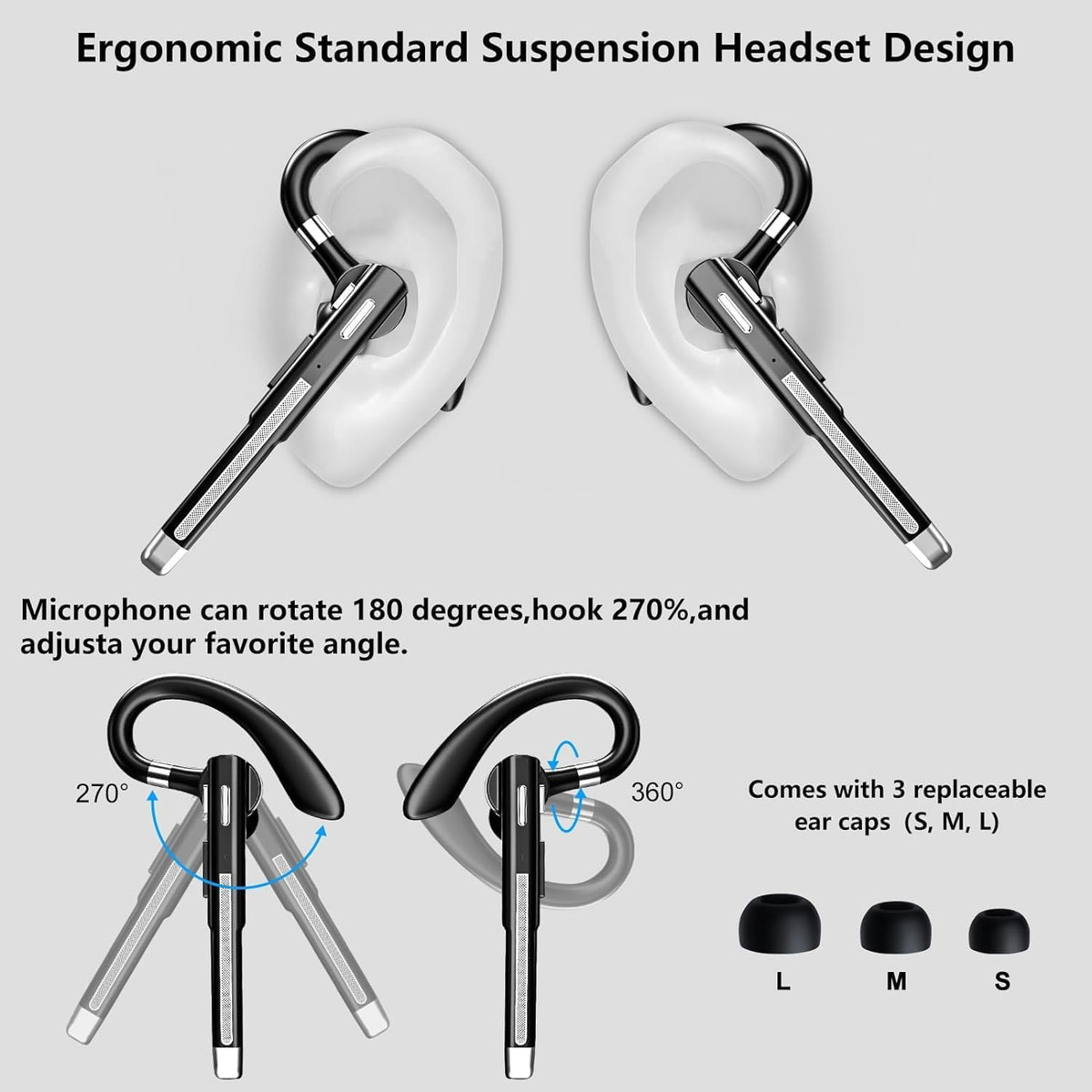 Bluetooth 5.1 Noise Cancelling Headset | Dual Mic, Ergonomic Design & Hands-Free Calling for Professionals