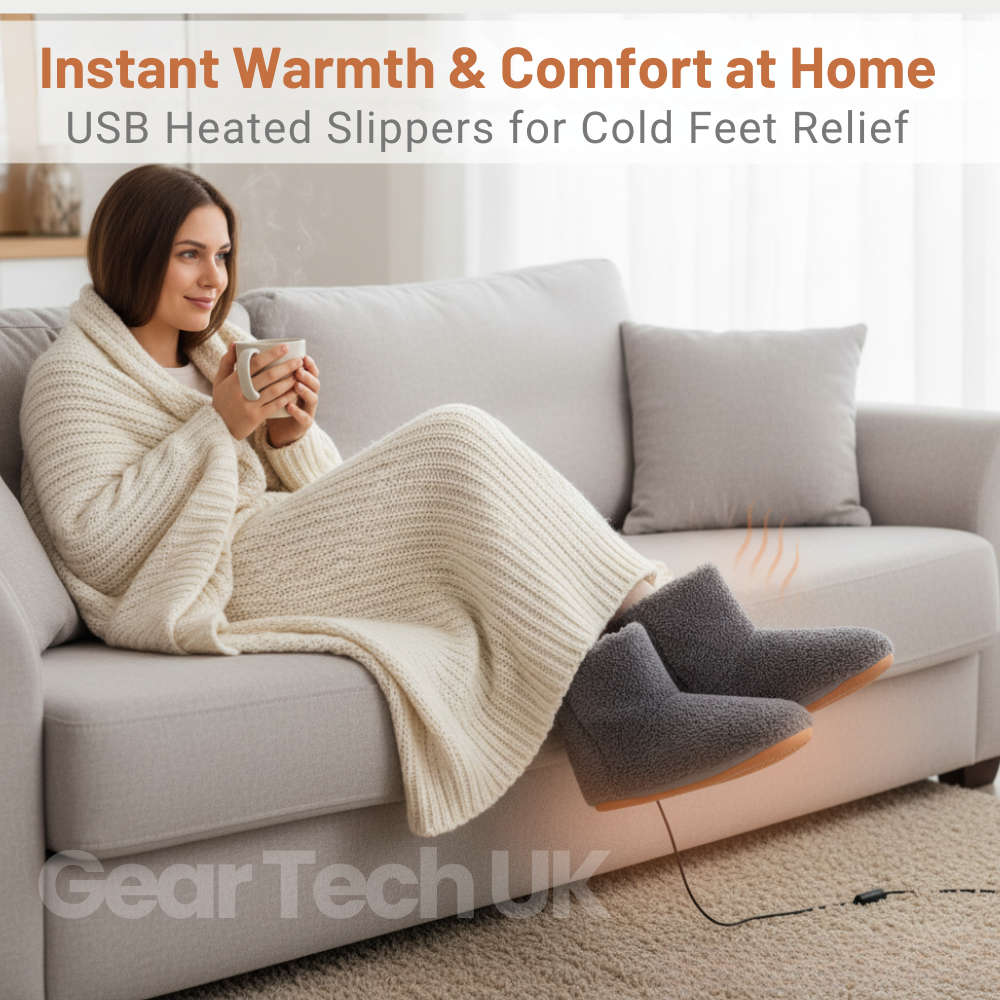 Rechargeable Heated Slippers – Electric USB Heated Shoes & Foot Warmers for Home, Indoor Comfort & Cold Feet Relief