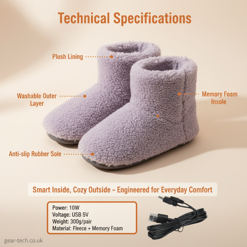 Rechargeable Heated Slippers – Electric USB Heated Shoes & Foot Warmers for Home, Indoor Comfort & Cold Feet Relief