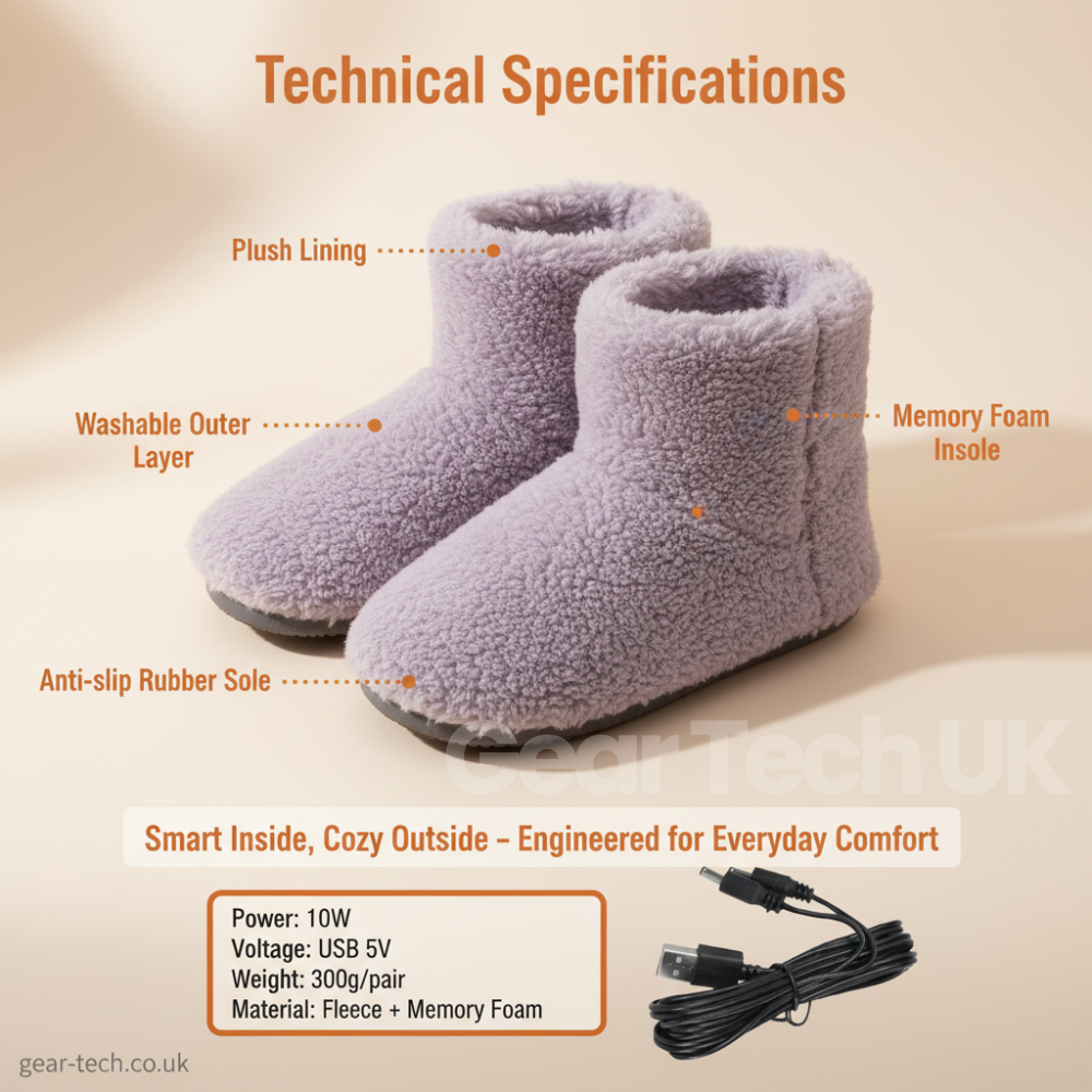 Rechargeable Heated Slippers – Electric USB Heated Shoes & Foot Warmers for Home, Indoor Comfort & Cold Feet Relief