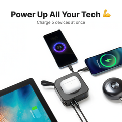 5-in-1 Wall Charger with Wireless Charging Pad and Power Bank - All-in-One Charging Solution