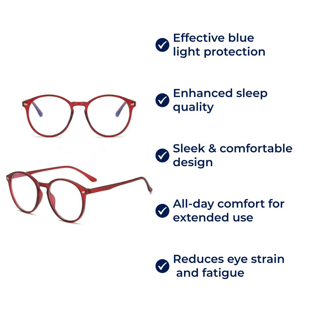 Blue Light Blocking Glasses | Anti-Eye Strain & Glare PC Screen Glases | UV Blocking Computer Glasses
