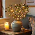 LED Fairy Light Olive Branch Decor - Battery Operated String Lights for Home, Wedding, and Party Decorations