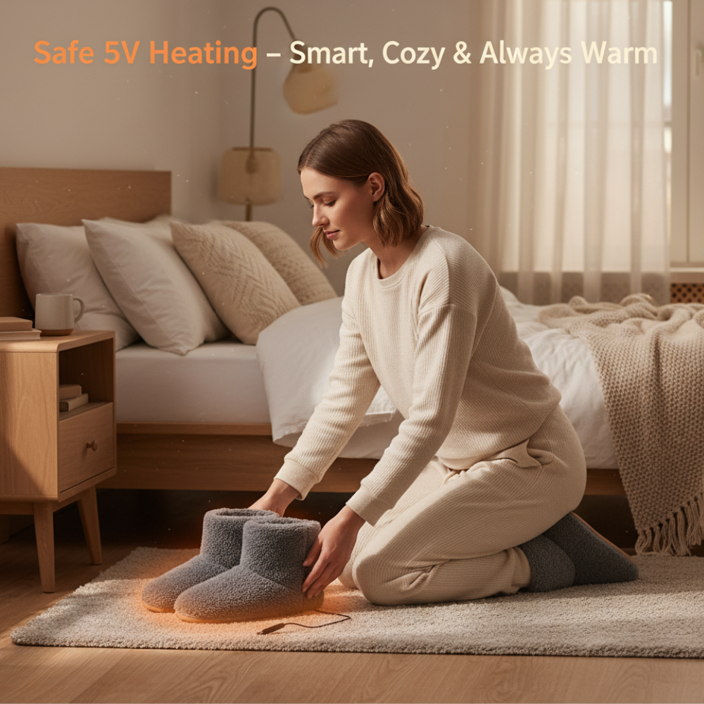 Rechargeable Heated Slippers – Electric USB Heated Shoes & Foot Warmers for Home, Indoor Comfort & Cold Feet Relief