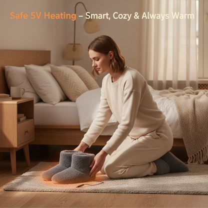 Rechargeable Heated Slippers – Electric USB Heated Shoes & Foot Warmers for Home, Indoor Comfort & Cold Feet Relief