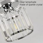 Modern 1-Light Flush Mount Ceiling Light | Black Brass Fixture with Crystal Shade for Hallway & Living Room