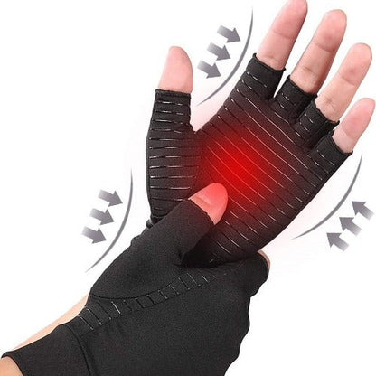 Copper Infused Arthritis Gloves for Finger Pain Relief | Open-Finger, Compression & Non-Slip Design for Pain Relief and Daily Activities