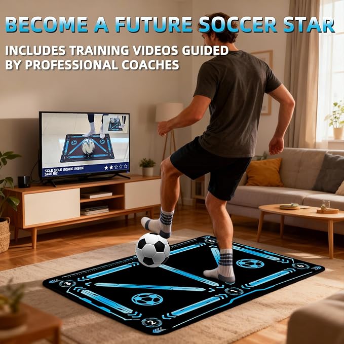 Football Pro Training Mat | Anti-Slip, 2x2m Size & Video Program for Skill Enhancement and Home Training