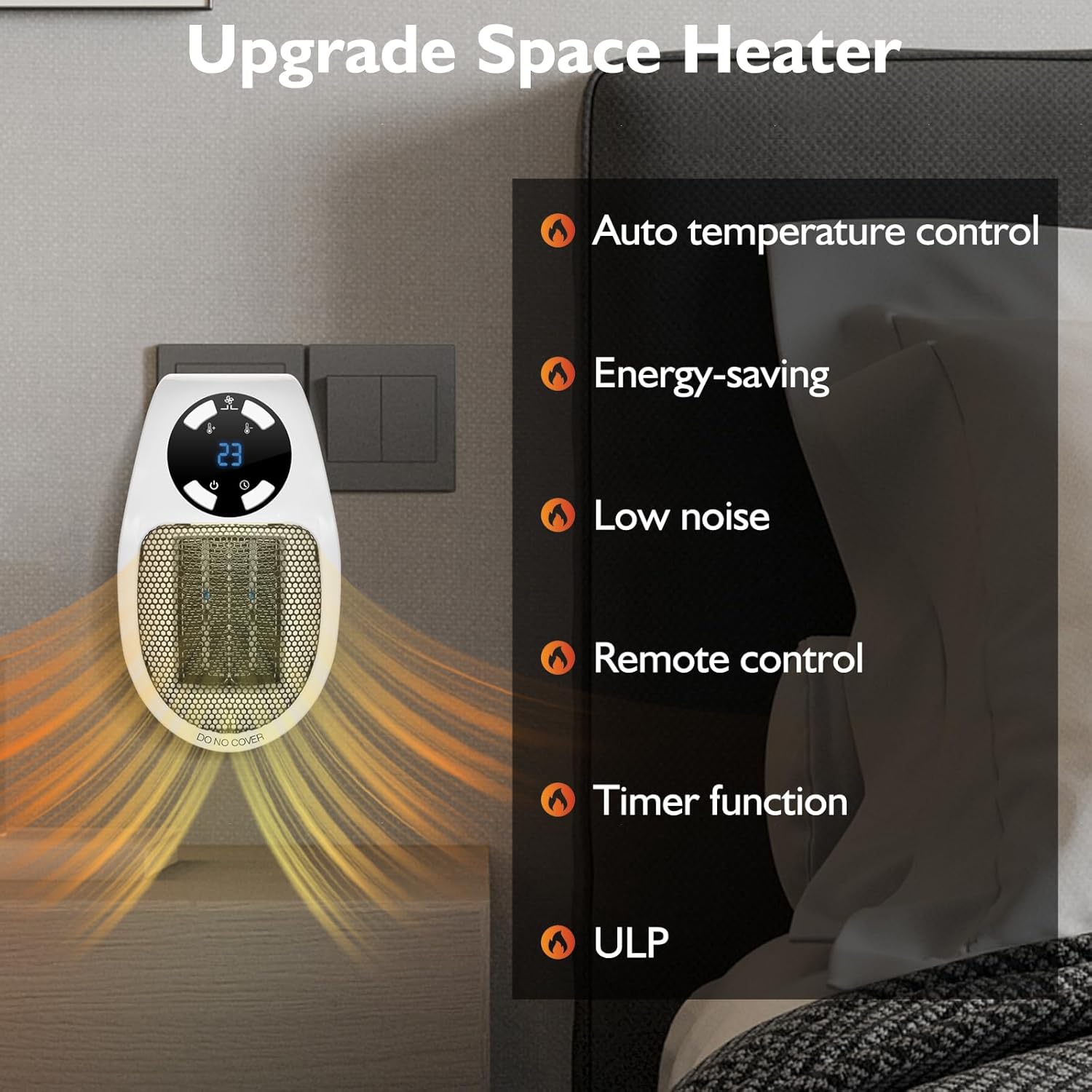 Electric Wall Mounted Heater, Plugin in Efficient electric mini heater