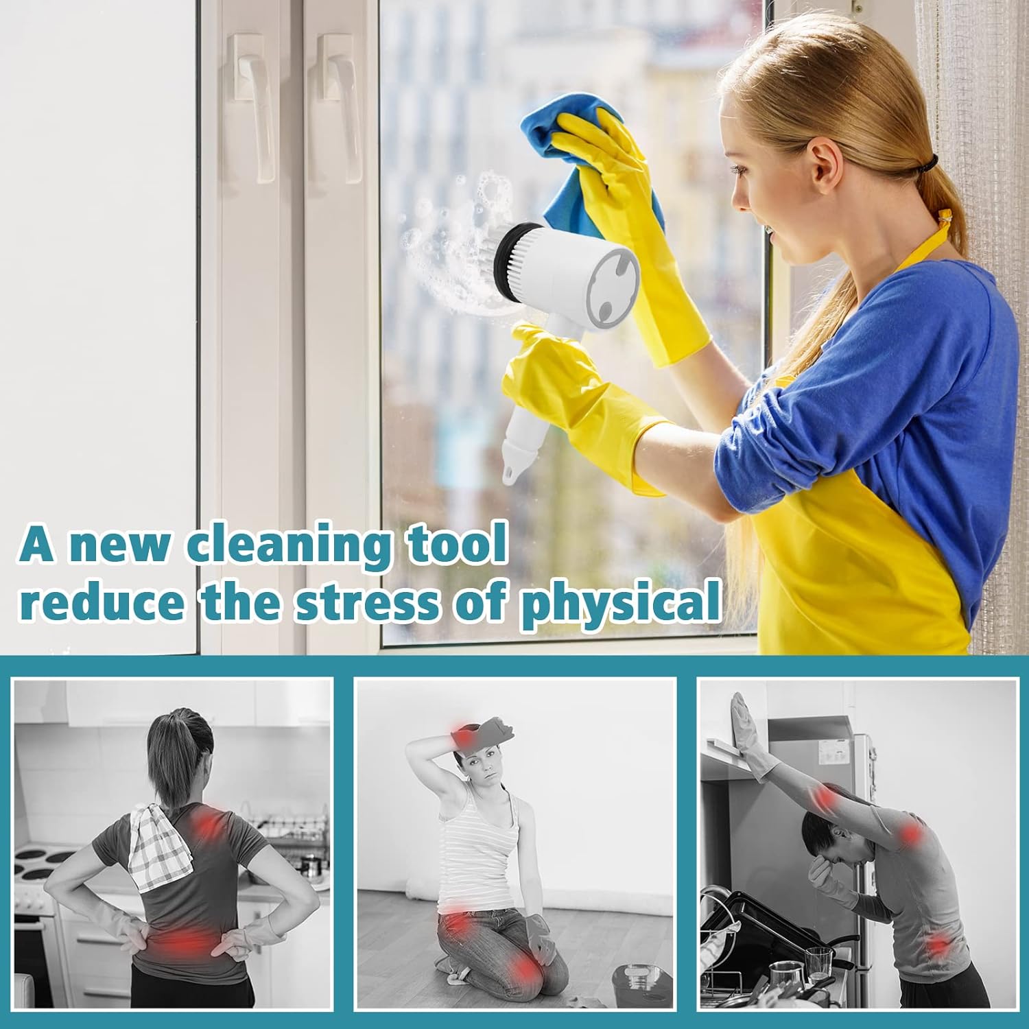 Electric Cleaning Brush - Cordless Power Scrubber with Rechargeable Battery for Home, Kitchen, and Bathroom Cleaning