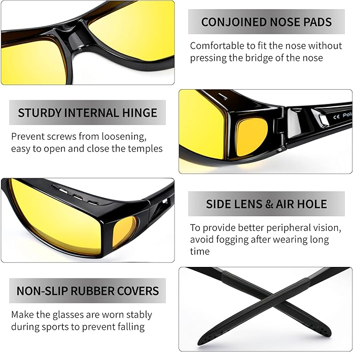 Polarised Night Vision Driving Glasses | Anti-Glare, Lightweight & Ideal for Safe Night Driving