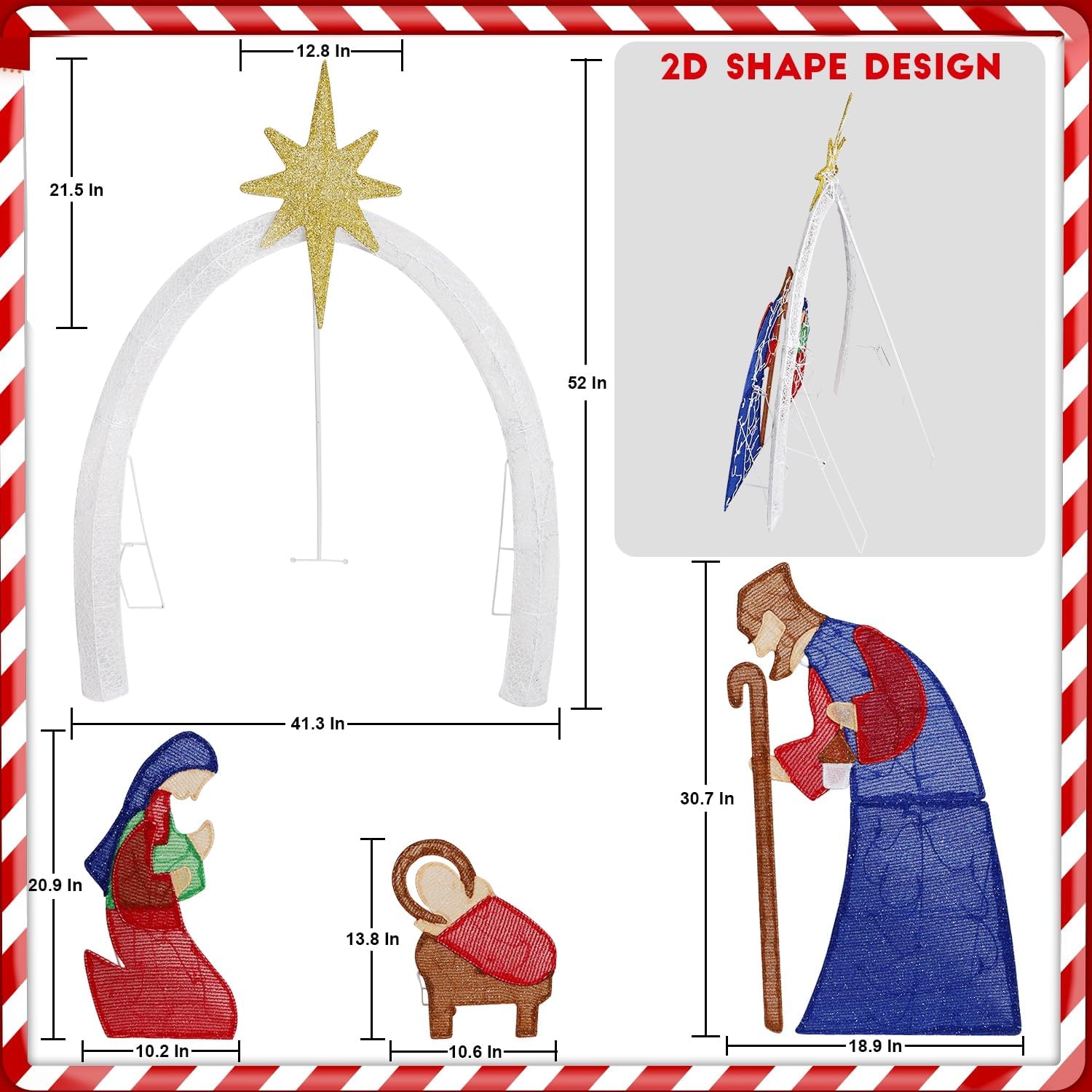 Outdoor Nativity Scene - 1.5M Christmas Outdoor Decorations, Lighted Outdoor Nativity Set with 115 LED Lights,