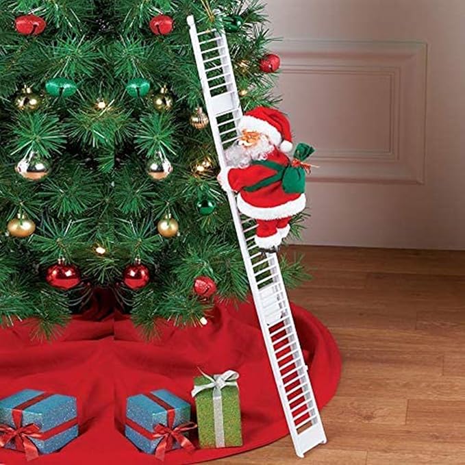 Climbing Santa Claus On Ladder - Christmas Tree Decorations - Climbing Santa Music, Electric Climbs Up and Down