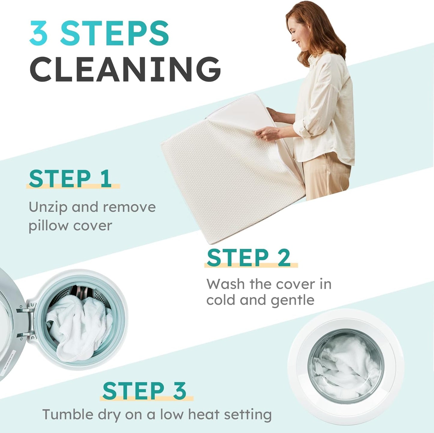 Deluxe Inclined Wedge Support Pillow | Cooling Gel Memory Foam, Removable Cover & Ideal for Back Pain Relief and Acid Reflux