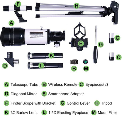 Professional Astronomical Telescope | 70mm Aperture, 300mm Focal Length & Easy Setup for Stargazing and Nature Exploration