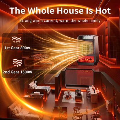 3D Dynamic Flame Electric Heater | 1500W Portable, ECO-Friendly & Fast Heating for Bathroom and Home Use
