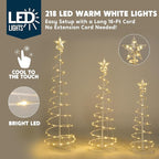 Christmas Tree Lights - Outdoor Xmas Decoration 218 LED Outdoor Lighted Tree with Star Topper & Stakes