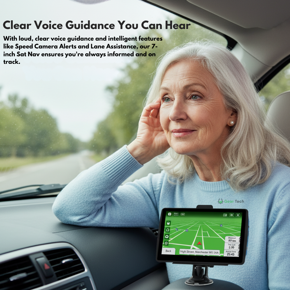 7" GPS Navigation System - Best Sat nav for Older Drivers UK | Real-Time Traffic Updates, Pre-Loaded UK & EU Maps for Cars & Trucks