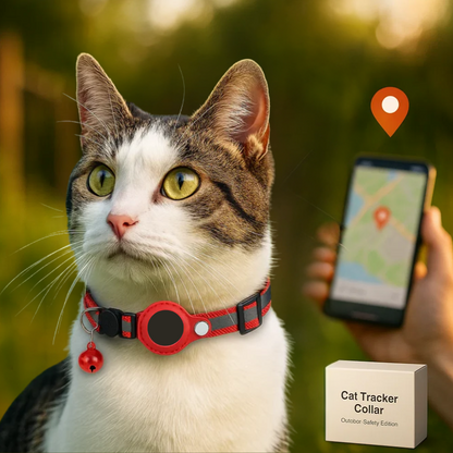 Cat GPS Tracker Collar | Quick Release Closure, Reflective Design & Durable for Outdoor Safety Adventures