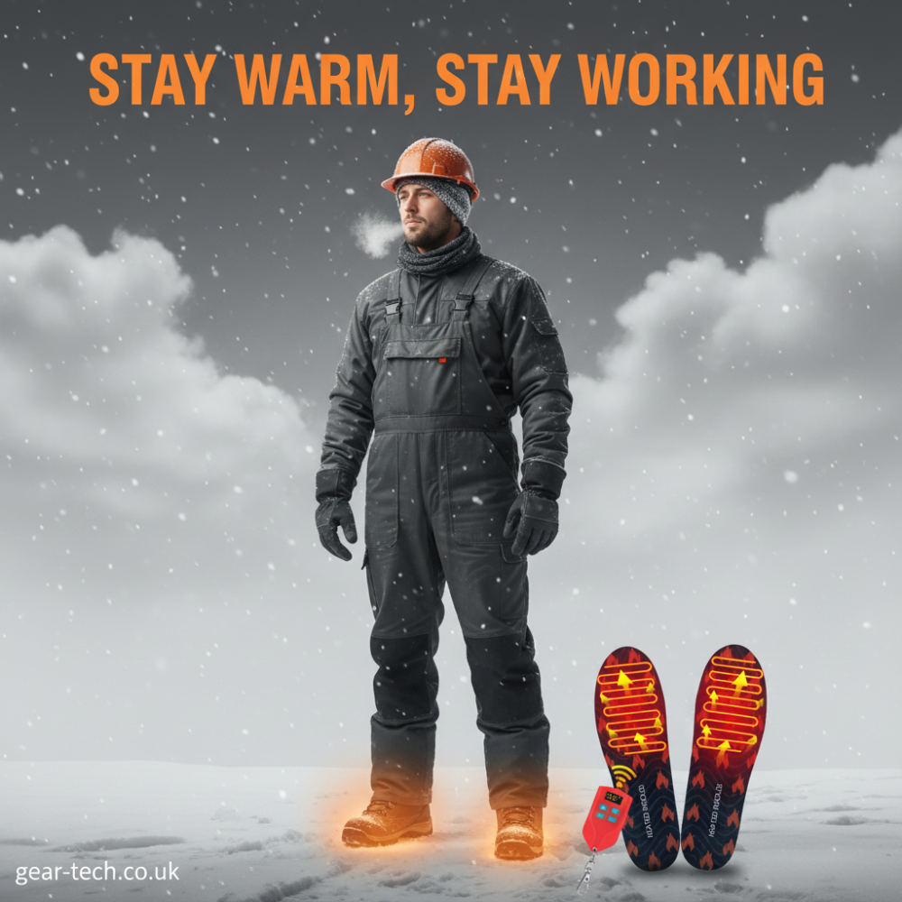 Rechargeable Heated Insoles for Work Boots – Electric Thermal Foot Warmers for Construction, Outdoor & Industrial Use UK