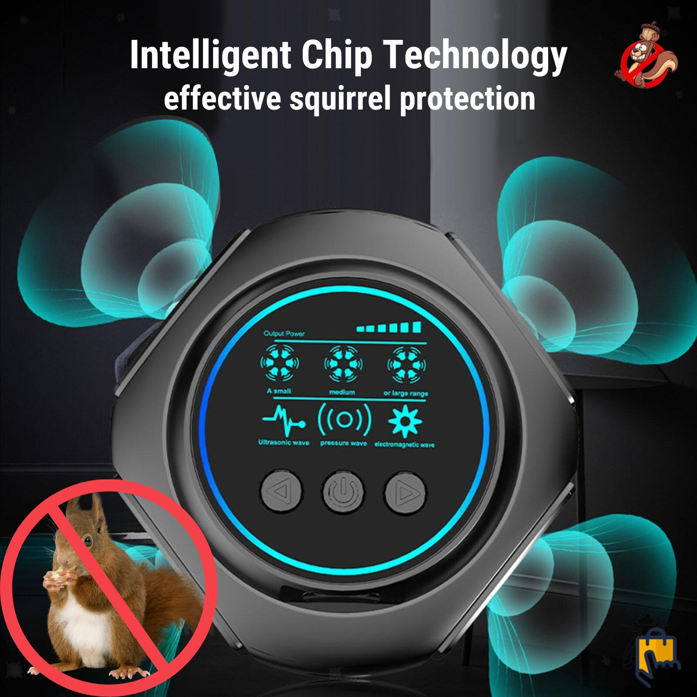 Smart Squirrel Indoor Repeller | 360° Coverage. Ultrasonic Technology & Safe for Home Use