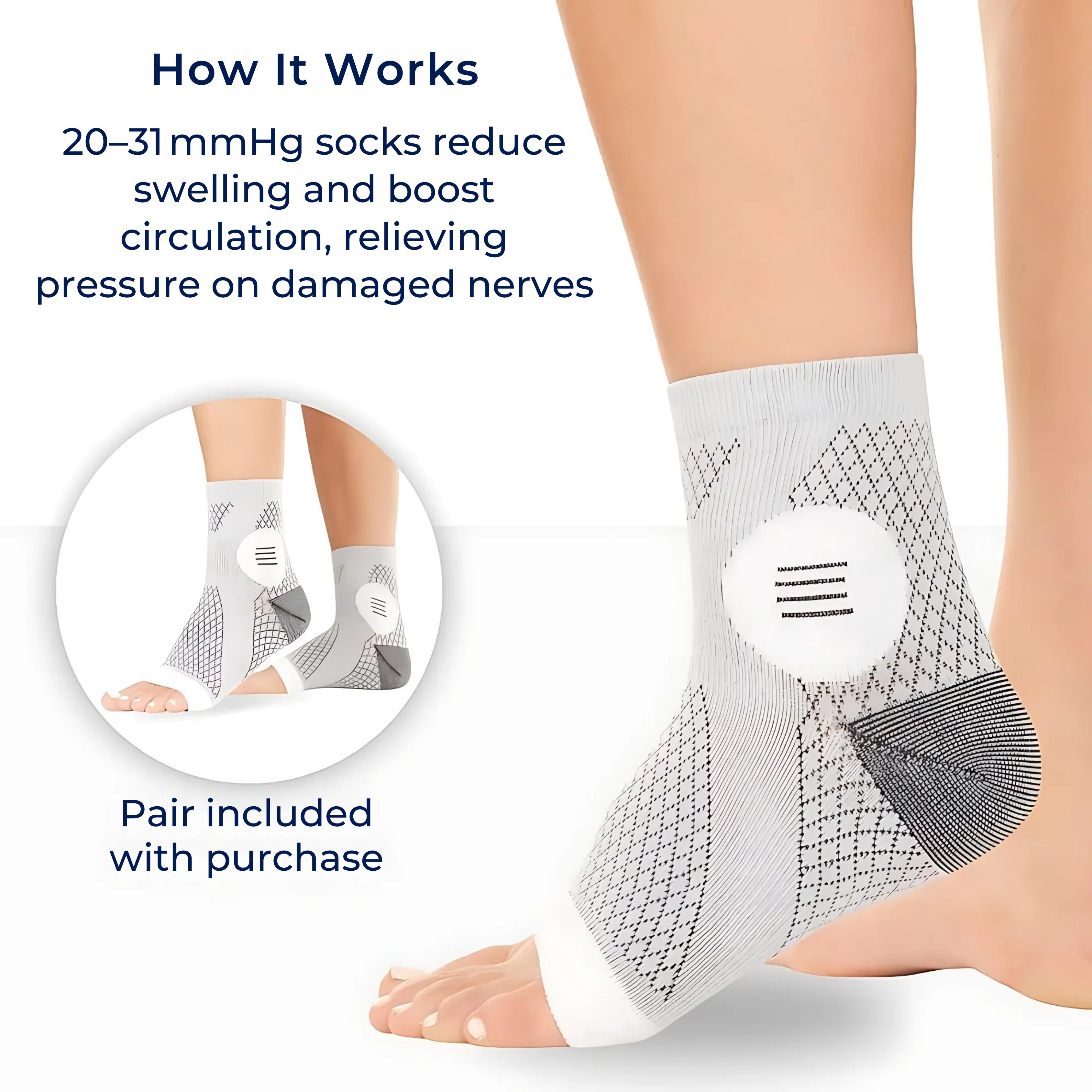 Socks for Feet That Swell – Neuropathy Compression Socks 20-31 mmHg for Swollen Feet All-Day Relief