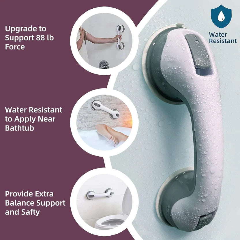 Grab Rail for Shower & Bath, Non-Drill Suction Grab Bar for Elderly & Disabled, Bathroom Support Handle