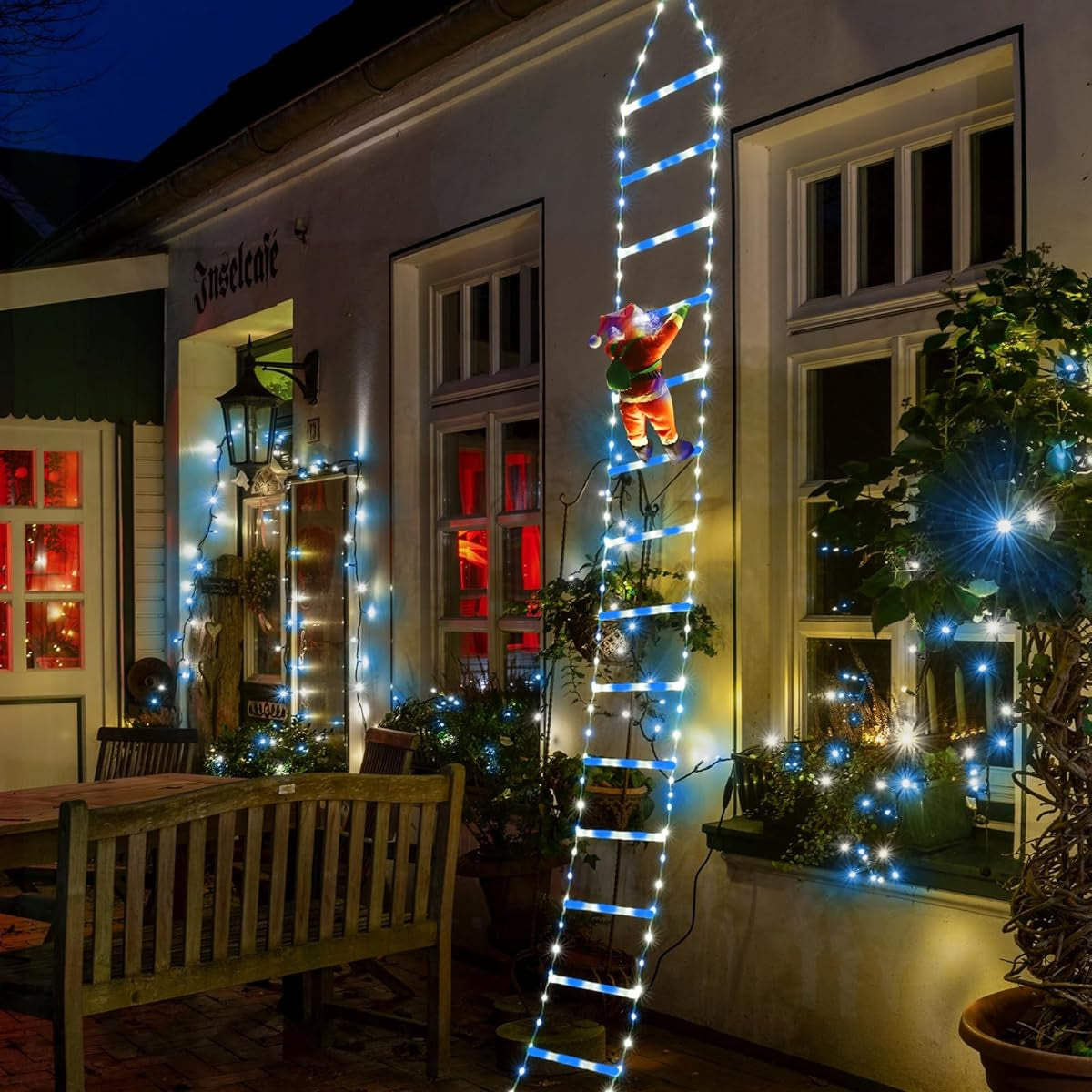 Outdoor XMas Decorations - LED Christmas Light - 3Mts Christmas Decorative Ladder Lights with Santa Claus