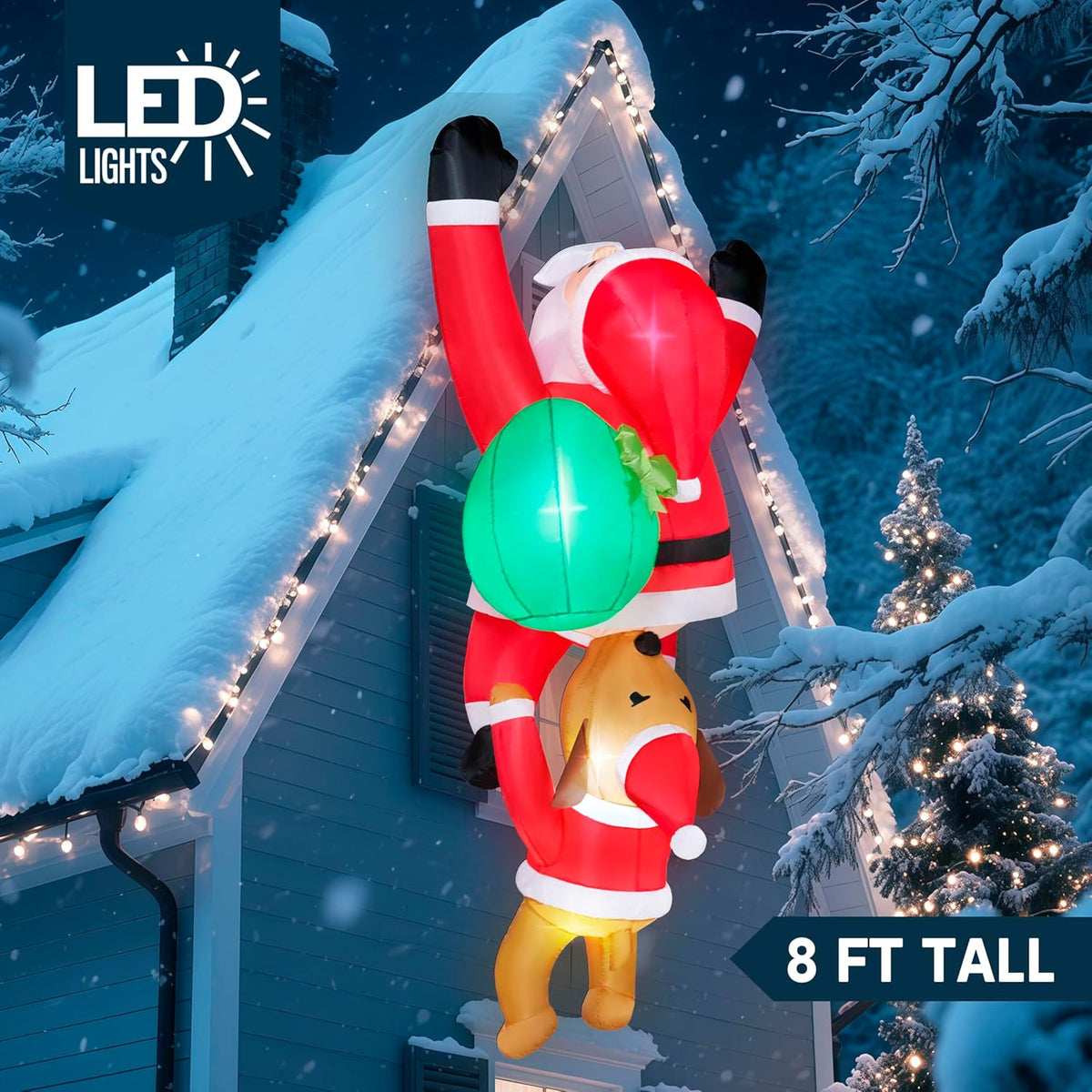 Christmas Inflatable 2.5M - Blow Up Christmas Outdoor Decoration - Build-in LED for Xmas Party, Garden, Lawn, Roof Decor